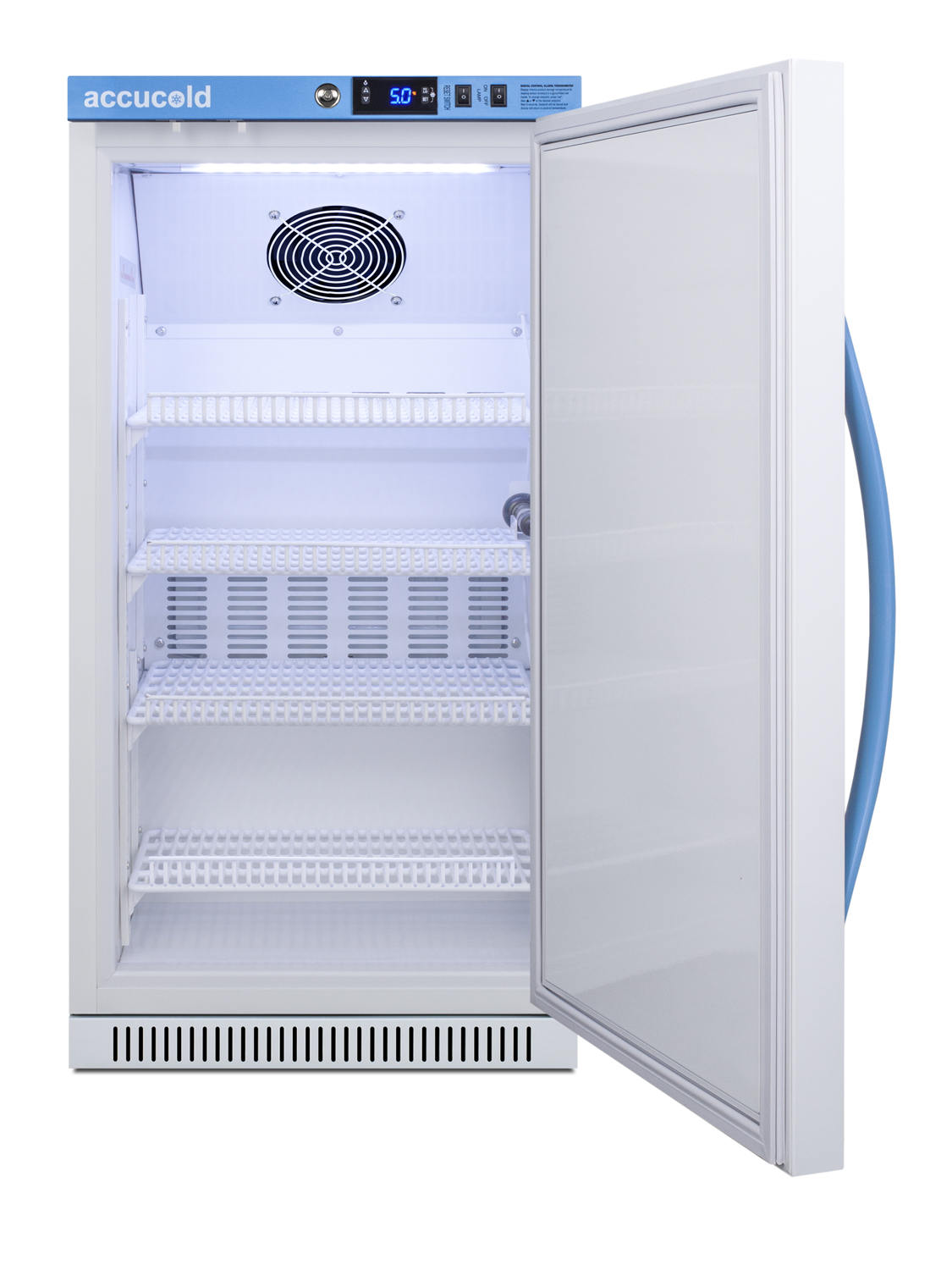Performance series Pharma-Vac 2.83 cu.ft. ADA height solid door commercial all-refrigerator for the display and refrigeration of vaccines; designed for recessed or freestanding installation